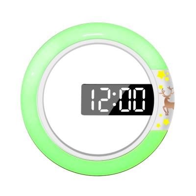 China Classes Digital 3d Wall Christmas Customized Mirror Remote Control Creative 7 Color RGB Wall Mounted Light Led Clock for sale