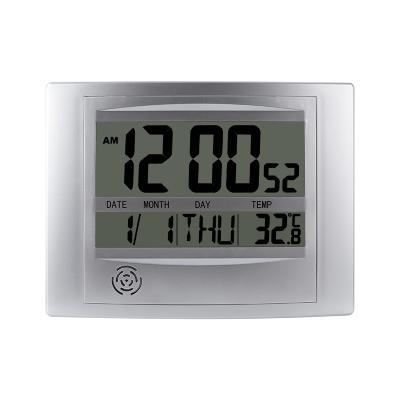 China Large Size Digital Alarm Clock Temperature Snooze Indoor Electronic Wall Clock Calendars and Humidity Clock Thermometer for sale