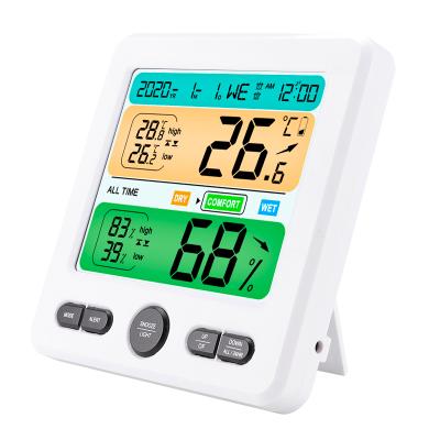 China Files LCD Large Screen Travel Table Desktop Nap Digital Alarm Clock With Temperature Hygrometer Clock Hands for sale