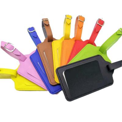 China Wholesale High Quality Custom Colored Fashion 2111 PU Leather Airline Luggage Tag With Blank Name Holder for sale