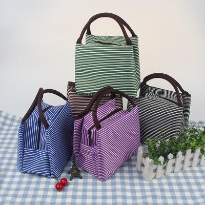 China High Quality Waterproof Tote Bag Organizer Lunch Holder Stripe Lunch Bag Insulated Lunch Cooler Bag For Women for sale