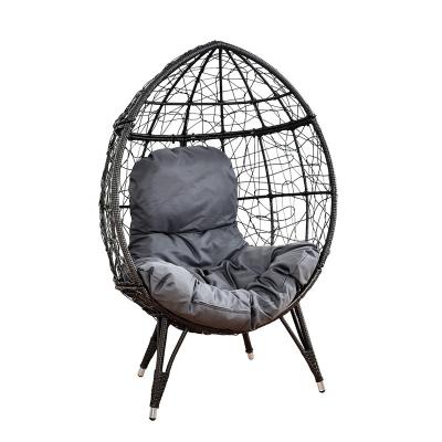 China Modern Patio Egg Chairs Outdoor Garden Round Iron Basket Black Gray Cushion Living Room Patio Swing Egg Chair for sale