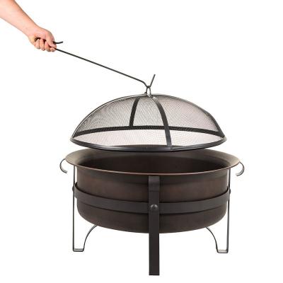 China Outdoor Garden Fire Patio Fire Bronze Heavy Duty Antique Brass Classic Wood Burning Outdoor Mines Steel Material Round Steel Fire Pit for sale