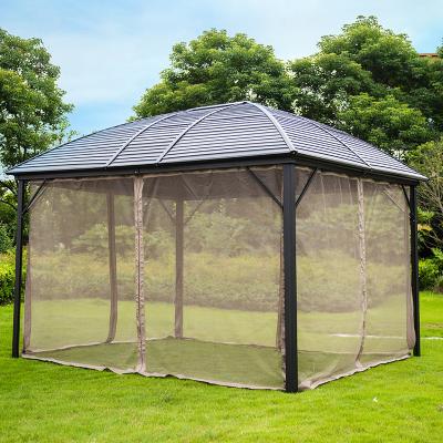 China Modern Outdoor High Quality Outdoor Aluminum Wire Mesh Net Waterproof Gazebo Summer Gazebo Roof Garden Furniture Shade House Tent Gazebo for sale