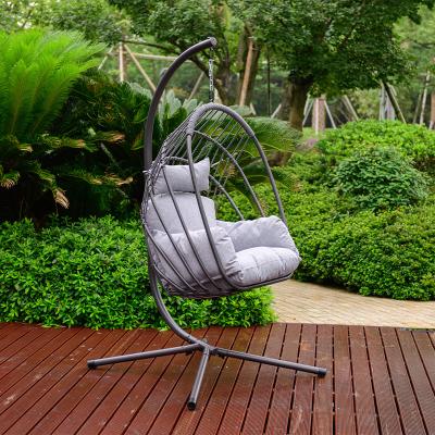 China Leisure Style New Design Garden Hanging Steel Swing Chair Outdoor Leisure Egg Chairs Patio Hanging Swing Egg Chair for sale