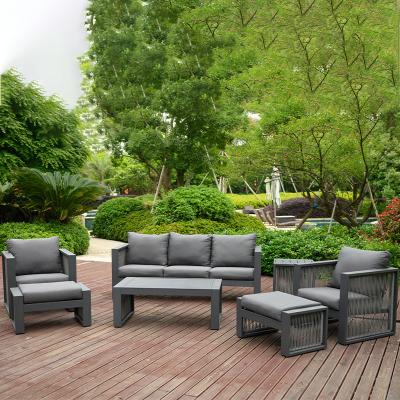 China Hot Selling Modern Outdoor Sofa Sett Garden Furniture Modular 3 Seaside Two Rust Proof Single Seat Modern Table Outdoor Couch Sofa Set for sale