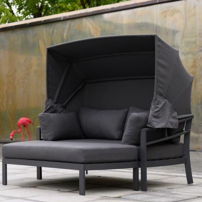 China Modern Hot Selling Modern Black Sectional Sofa Set Outdoor Bed Sun Shelter Sofa Set Furniture For Living Room for sale