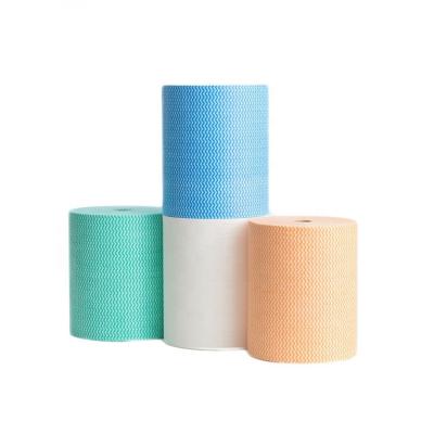 China Sustainable Spunlace Cross Viscous Polyester Spunlace Nonwoven Fabric Small Roll Duty Wipes for sale