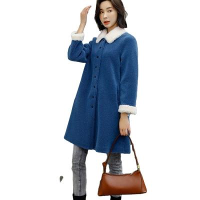 China New Winter Anti Wrinkle Doll Winter Ladies Wool Coats Women's Collar Mix Color Design Winter Lambswool Winter Sheep Wool Soft Fur Women's Coats for sale