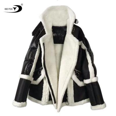 China Hot Sale Duck Down Jacket Women Sheep Wool Lamb Fur Leather Long Fur Leather Viable for sale