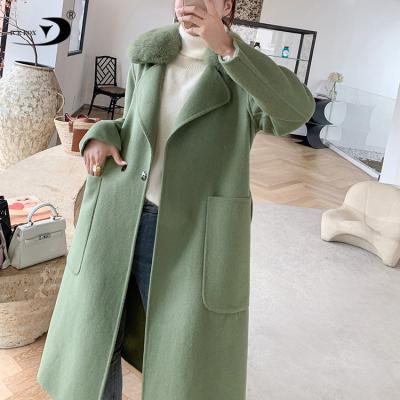 China New Design Anti-wrinkle Real Anti-Wrinkle Fashion Women Winter Quality Fur 100% Wool Blend Coats for sale