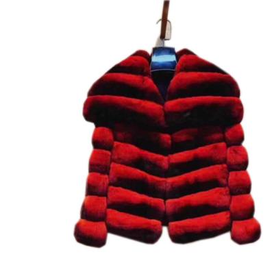 China Custom Chinchilla Chinchilla Winter Plush Clothing Women Winter Anti-Wrinkle Fox Fur Collar Rabbit Fur Jacket Black Red Green Pink Chinchilla for sale