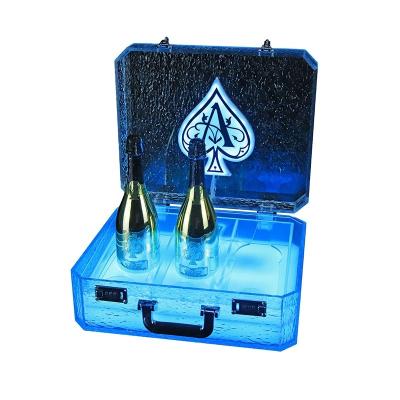 China Viable Champagne Wine VIP Rock Ice Bottle Cup Glass Bottles Cup LED Light Collectible Suitcase High End Box for sale