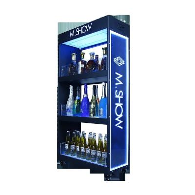 China Viable Cold Drinks Beverage Chest LED Vodka Whiskey Champagne Bottles Display Rack Wine Cabinet Wedding Party Glowing Home Bar for sale