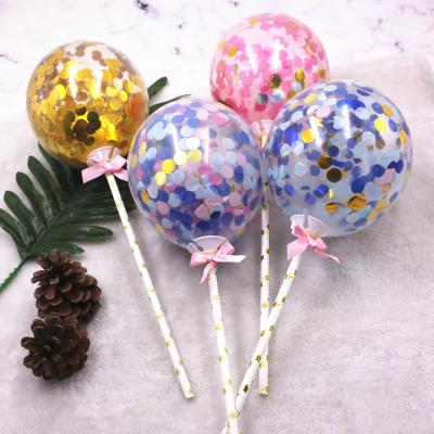 China 5 Inch And 6 Inch Party Confetti Gift Toy Balloon Decorations Stand Up Balloon Cake Topper for sale