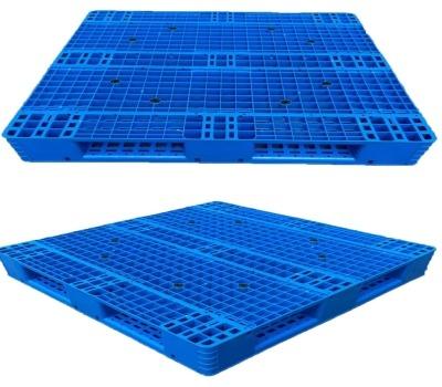 China Eco-friendly Heavy duty double side face 4 way entry industrial plastic board  reversible warehouse useful stackable large plastic pallet for sale