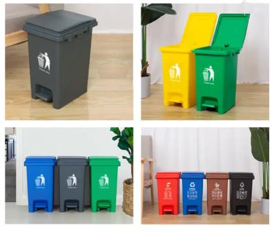 China Eco-friendly Outdoor Home hotel plastic waste bin garbage rubbish can trash recycling can office foot pedal dustbin for sale