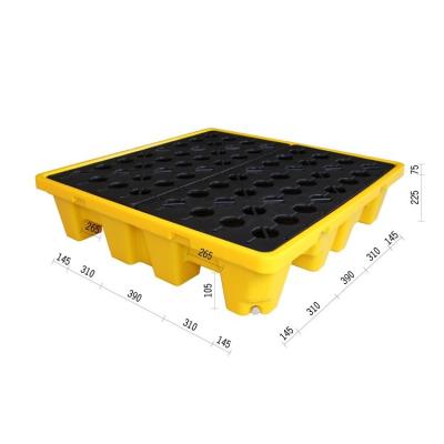 China Eco-friendly wholesale heavy duty 4/2 drum plastic oil containment drum spill pallet for sale