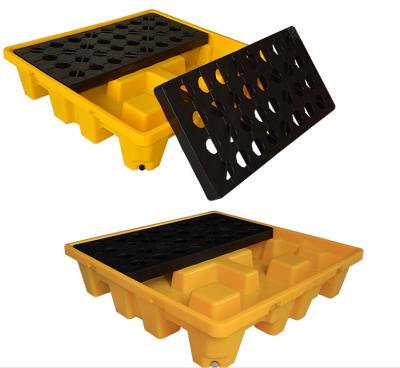 China Eco-friendly OEM Large Size Plastic Four 4 Drums ibc Spill Pallets for sale