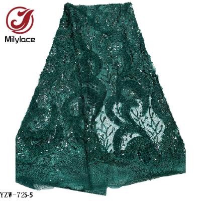 China Viable Soft Feather Sequin Embroidery French Net Tulle Lace Fabric for sale