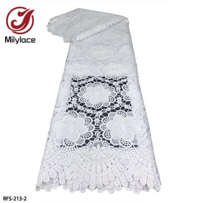 China African Nigerian cord lace fabric embroidery guipure wedding dress guipure lace viable white cord lace for sale