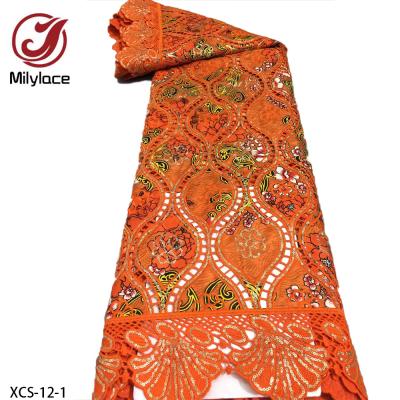 China Latest African Guipure Lace Flower Guipure Lace Viable Nigerian Fabric Embroidery African Cord Lace for sale