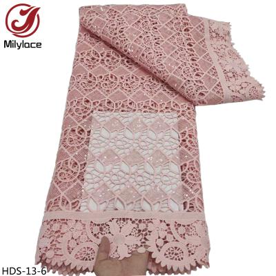 China Latest African Guipure Embroidery Lace Fabric Viable Pure Lace Fabric African Cord Lace for sale