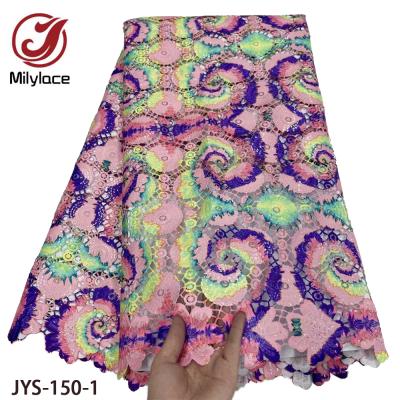 China Viable Colorful African Guipure Lace Water Soluble Lace Fabric Nigerian Guipure Cord Lace for sale