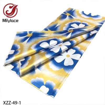 China Ankara Sustainable Pattern Gold Plain Tie Dye Shiny Guinea Brocade Cotton African Bazin Fabric For Clothing for sale