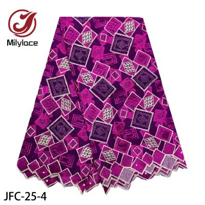 China 2020 Sustainable African Square Shape Lace Swiss Lace Fabric With Stone for sale