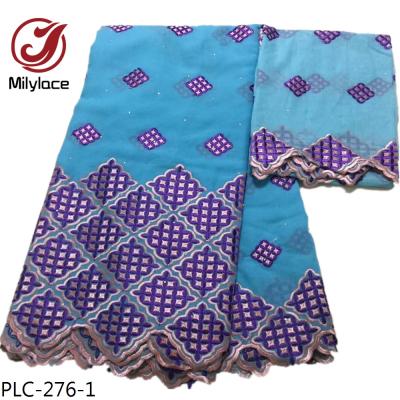 China Viable square shape embroidery 5 yards of Swiss lace fabric and 2 yards of 100% cotton voile lace for sale