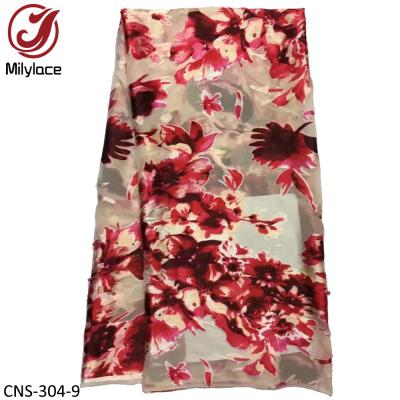 China QUICK DRY Natural Silk Sarees Women Scarves Flowers Digital Printed Fabric 100% Silk Raw Silk Fabric for sale