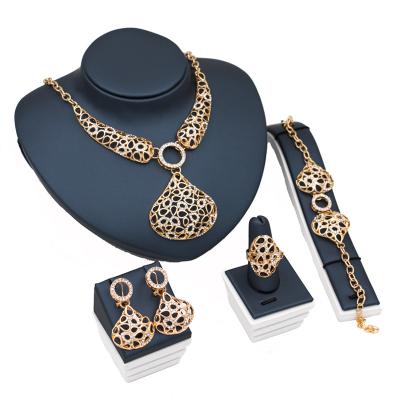 China Exquisite Appearance Designs Popular Dubai Alloy Women Use Necklaces And Earring Jewelry Sets for sale