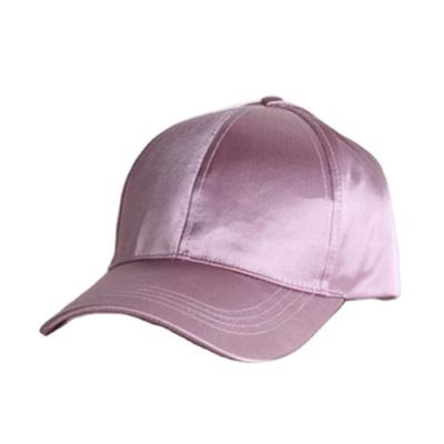 China New fashion satin fabric polyester sport girlspretty pink smooth hat summer COMMON empty baseball cap for sale