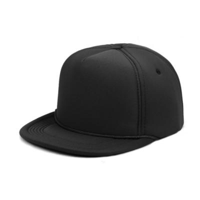 China JOINT Promotion Bill White Polyester Snapback Mesh Hat Polyester Foam Soft Flat Mesh Hat for sale