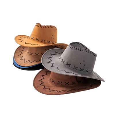 China Character OEM ODM Suede Unisex Cheap Cowboy Hat Custom Wide Brim Party Fancy Cowboy Hat for sale