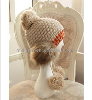 China JOINT Knitted Block Women's Color Hair Thong Ear Cap Winter Knitted Hat for sale