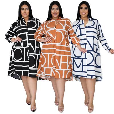 China Amazon Foreign Trade Drawstring Waist Shirt Breathable Explosive Printing Dress Plus Size Women's Dresses for sale