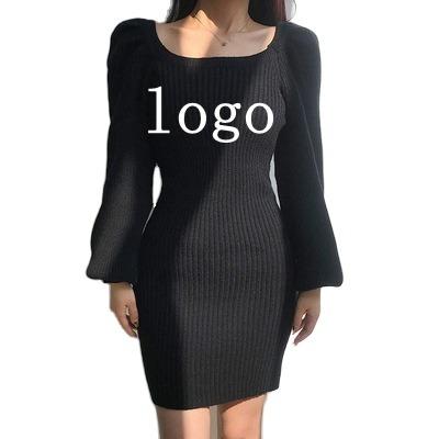 China Solid Color Women Autumn Dress Sweater Ladies Bodycon Sweater Dress Breathable Casual Long Sleeves Waterproof Casual Sweater Dress for sale