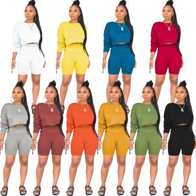 China Anti-pilling Solid 10 Colors Short Two-Piece Bat Wing Long Sleeve Blouse Set Women Clothing Womens Clothing Hot Selling Seller for sale