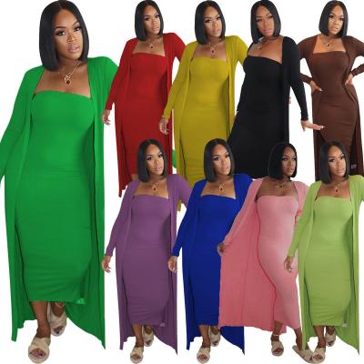 China Amazon Breathable Spring And Coat Two Sets Strapless Hot Autumn Women Plus Size Ladies Ladies Dress for sale