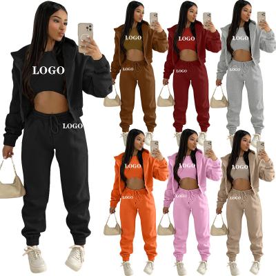 China Autumn breathable custom LOGO explosion border casual loose hoodie pants set women's three-piece clothing for sale