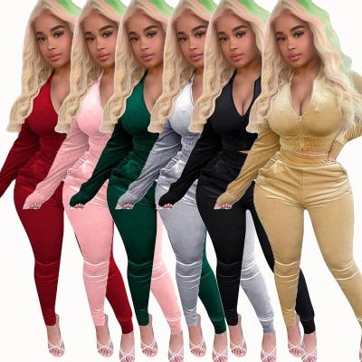 China 2021 New Arrival Trend Soft QUICK DRY 2 Piece Teams Velvet Long Pants Jogging Tracksuit Winter Women Clothing Two Piece Set for sale