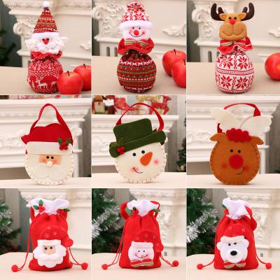 China 2021 Flannel Santa Gifts Bags Decoration Christmas Loverly Cheap Decorative Drawstring Bag for sale