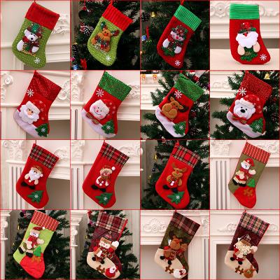 China Christmas Wholesale New Christmas Fiber Embroidered Christmas Stocking Socks Gifts Candy Bag Hotel Hanging Decoration for sale