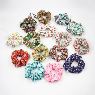 China Fashion Floral Ring Scrunchies Elasticity Hair Band Polyester Hair Accessories Women Ladies Children Girls Love Hair Tie for sale