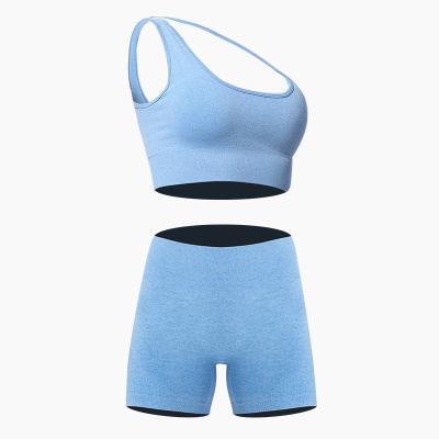 China FS 2021 Running Fitness Yoga Breathable Set Halter Top Sports Underwear Shorts Elastane Polyester Yoga Clothes for sale