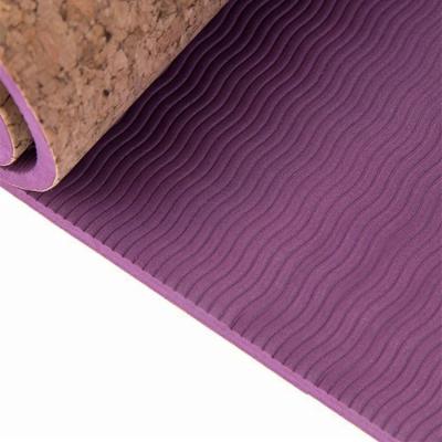 China 183x61cm Double Layer Cork Strip Wooden Yoga Mat Non-Slip/Durable/Custom Wholesale Eco-friendly 6mm Non-Slip Mat for sale