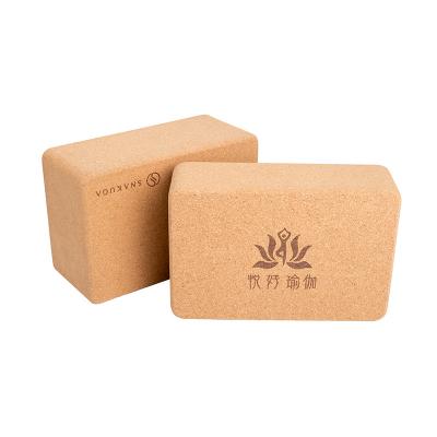 China Custom Made High Quality Light Weight Environmentally Friendly Printed Cork Wood Material Yoga Block 100% for sale