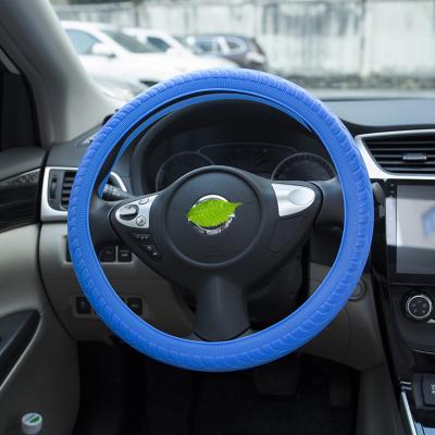 China Universal Durable Car Accessories For 36-40cm Green Silicone Steering Wheel Cover for sale